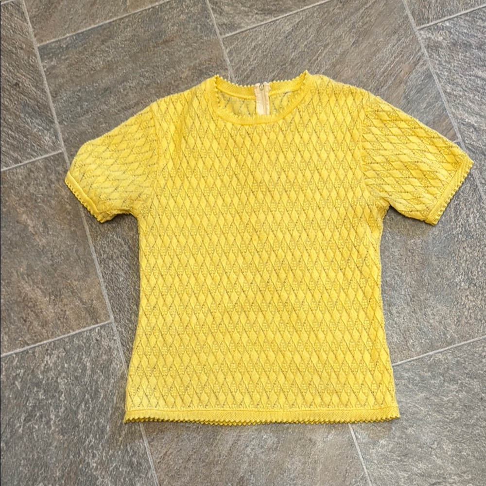 Yellow Textured Short Sleeve Top